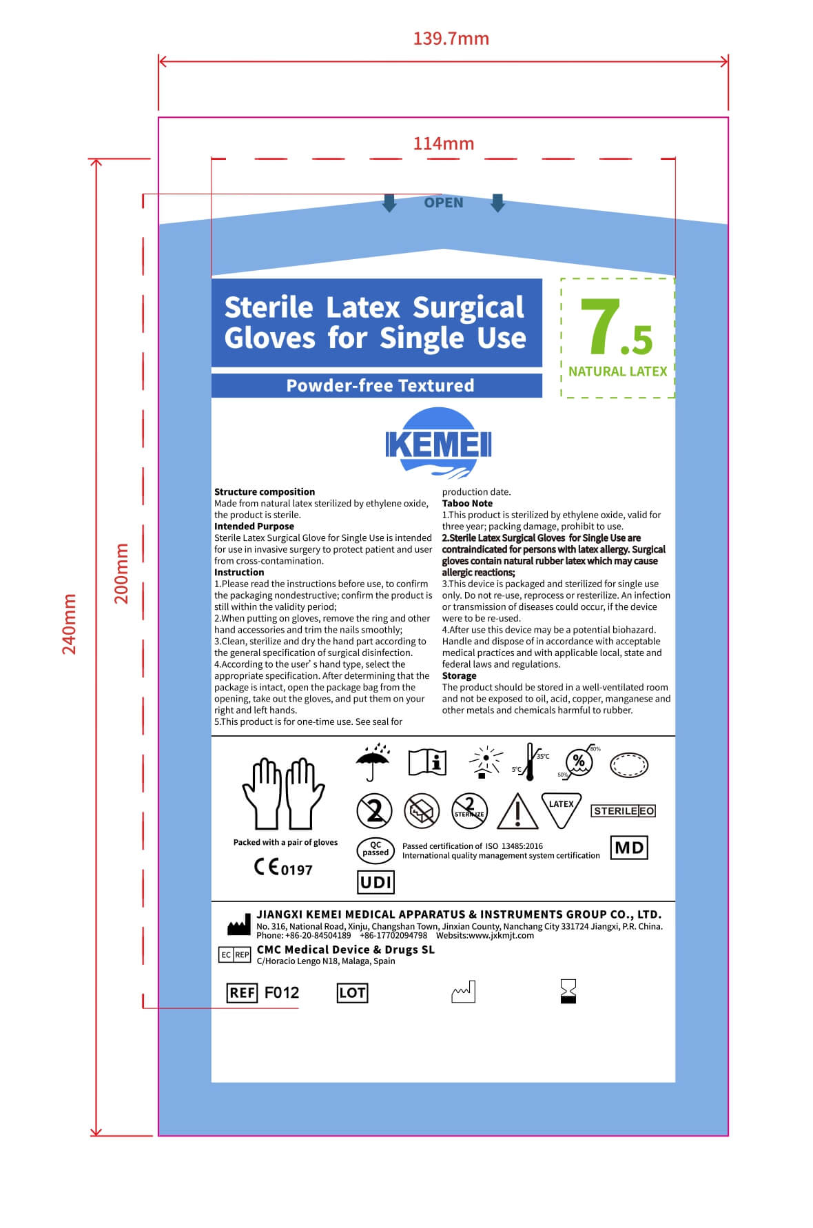 packaging for Sterile Latex Surgical Gloves new2